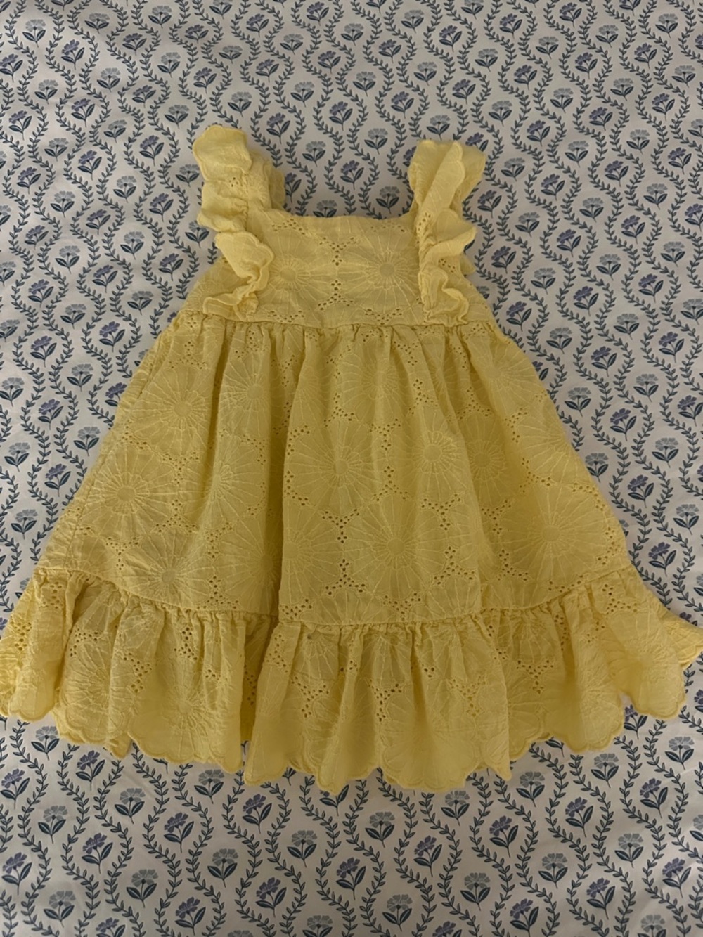 Yellow Eyelet Ruffle Girls' Dress